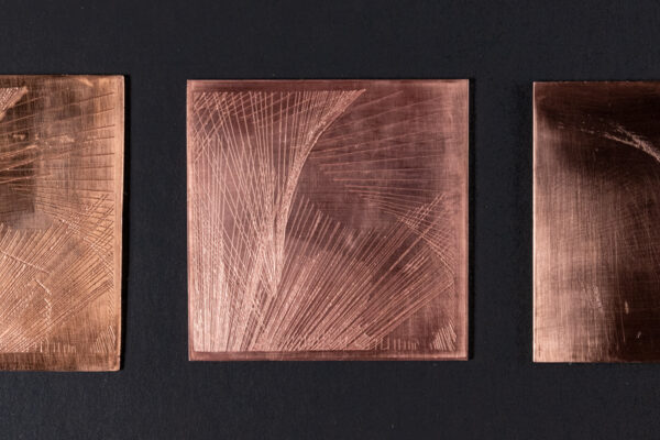 CNC scribed copper plate for copper etch printmaking - designed by Elena Dummann